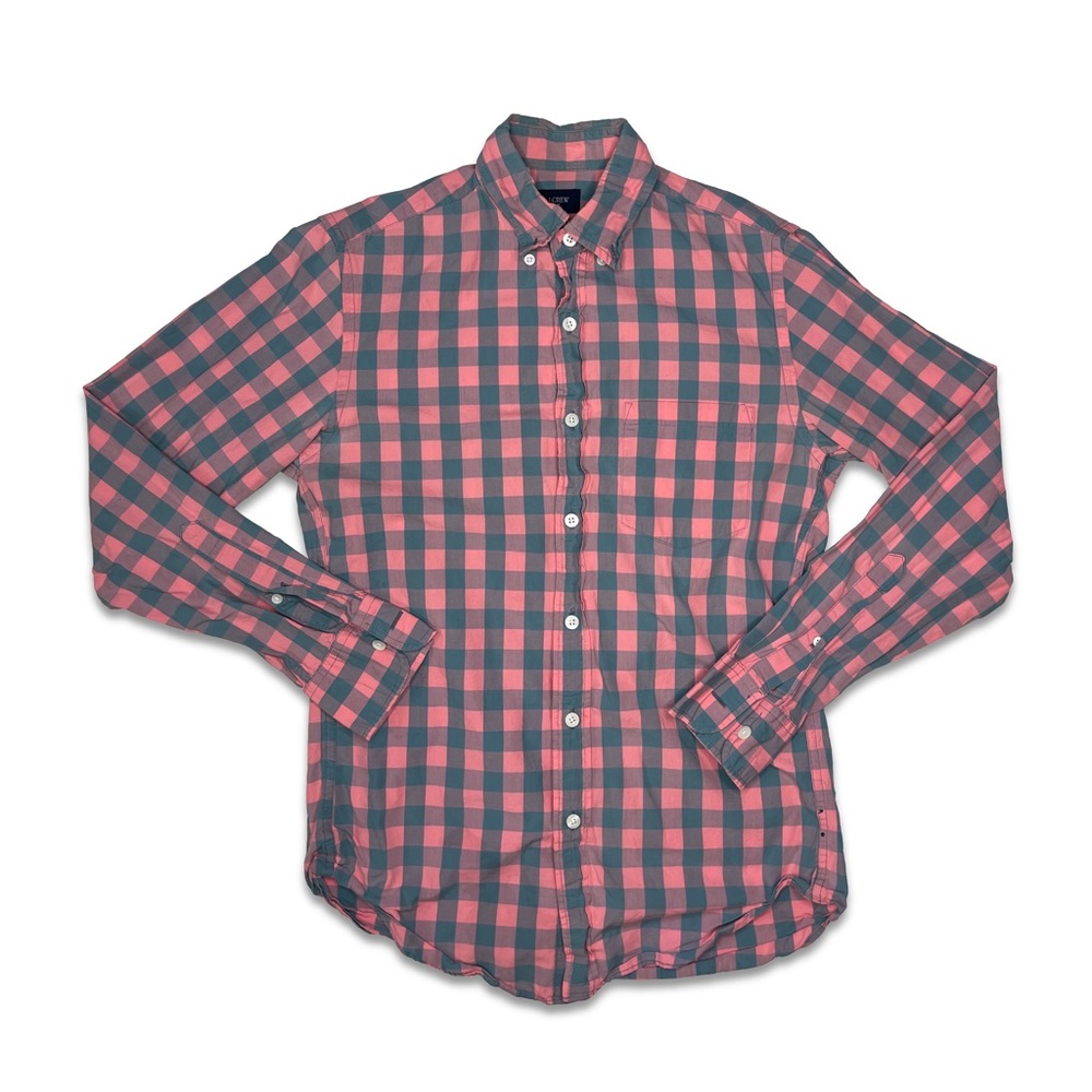 J. Crew Pink & Grey Plaid Button Down Dress Shirt